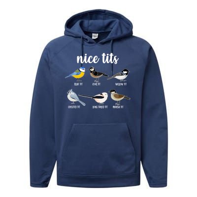 Funny Nice Tits Birds Performance Fleece Hoodie