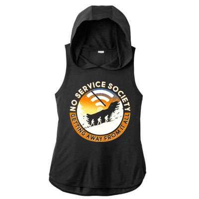 Funny No Service Society Ladies PosiCharge Tri-Blend Wicking Draft Hoodie Tank