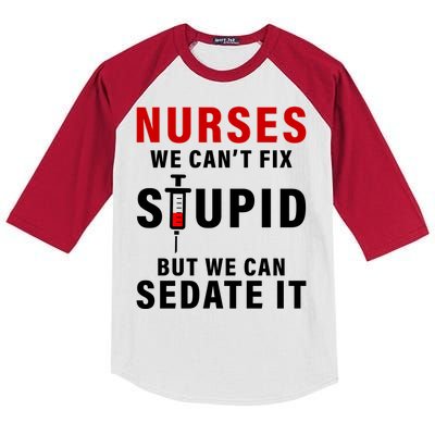 Funny Nurse Can't Fix Stupid Kids Colorblock Raglan Jersey