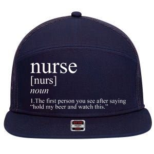 Funny Nurse Definition 7 Panel Mesh Trucker Snapback Hat