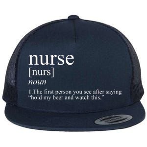 Funny Nurse Definition Flat Bill Trucker Hat