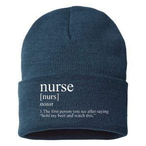 Funny Nurse Definition Sustainable Knit Beanie