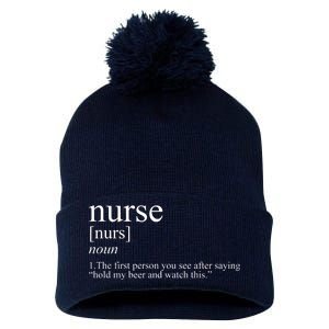 Funny Nurse Definition Pom Pom 12in Knit Beanie