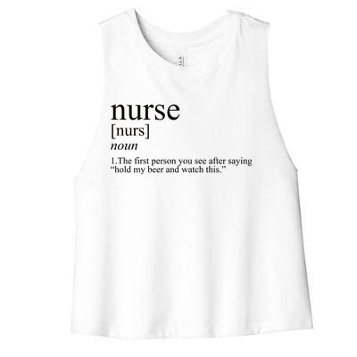 Funny Nurse Definition Women's Racerback Cropped Tank