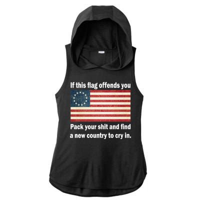 Funny Offensive Betsy Ross Flag Ladies PosiCharge Tri-Blend Wicking Draft Hoodie Tank