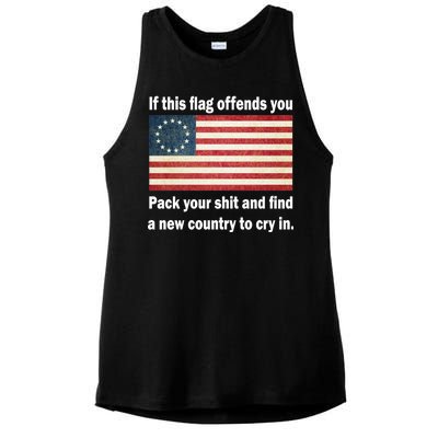 Funny Offensive Betsy Ross Flag Ladies PosiCharge Tri-Blend Wicking Tank