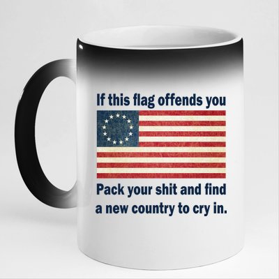 Funny Offensive Betsy Ross Flag 11oz Black Color Changing Mug