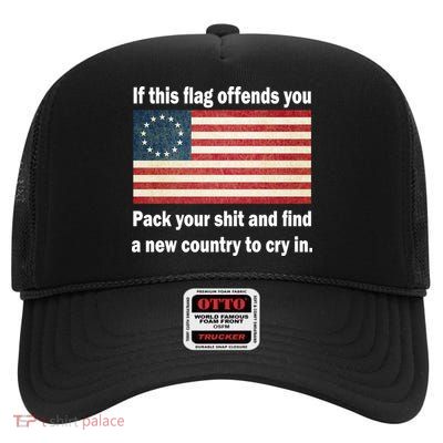 Funny Offensive Betsy Ross Flag High Crown Mesh Back Trucker Hat