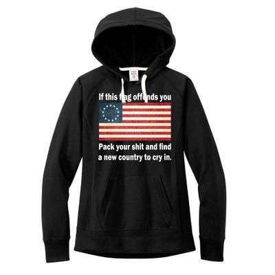 Funny Offensive Betsy Ross Flag Women's Fleece Hoodie