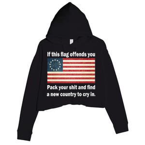 Funny Offensive Betsy Ross Flag Crop Fleece Hoodie