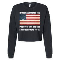 Funny Offensive Betsy Ross Flag Cropped Pullover Crew