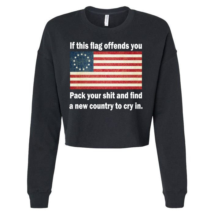 Funny Offensive Betsy Ross Flag Cropped Pullover Crew