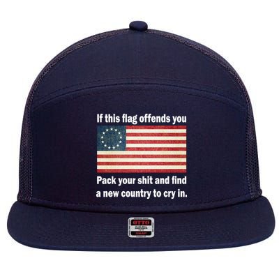 Funny Offensive Betsy Ross Flag 7 Panel Mesh Trucker Snapback Hat