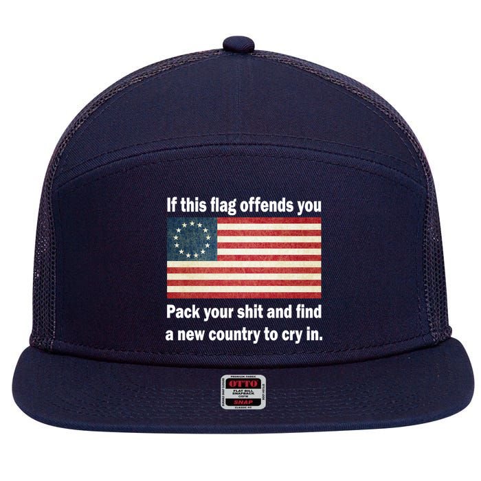 Funny Offensive Betsy Ross Flag 7 Panel Mesh Trucker Snapback Hat