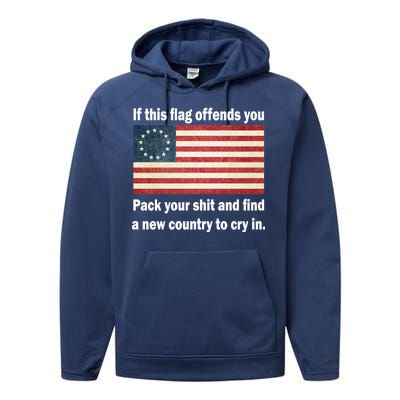 Funny Offensive Betsy Ross Flag Performance Fleece Hoodie