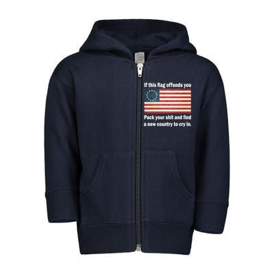 Funny Offensive Betsy Ross Flag Toddler Zip Fleece Hoodie