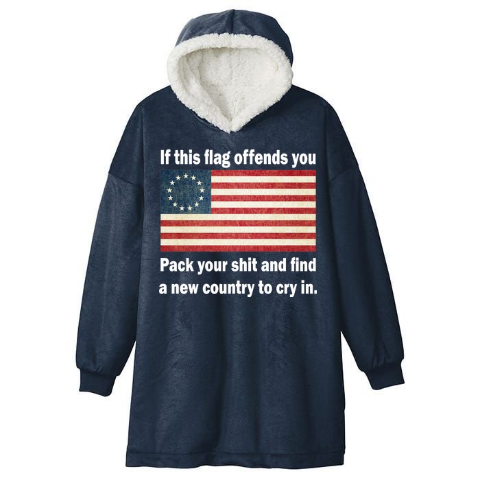 Funny Offensive Betsy Ross Flag Hooded Wearable Blanket