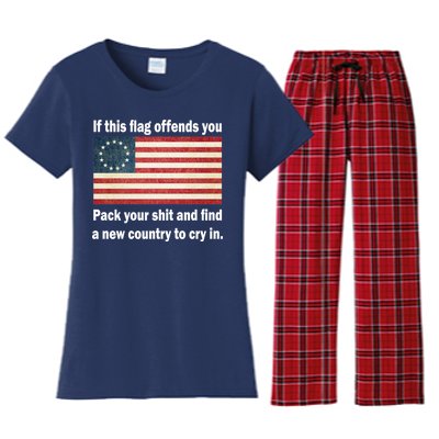 Funny Offensive Betsy Ross Flag Women's Flannel Pajama Set