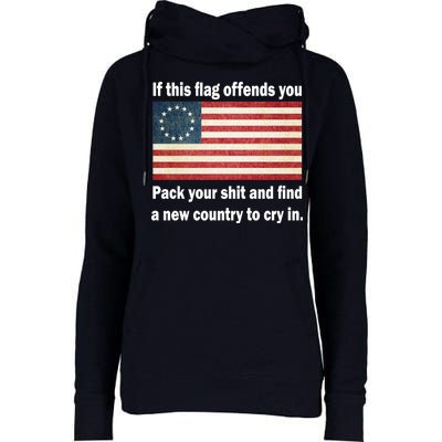 Funny Offensive Betsy Ross Flag Womens Funnel Neck Pullover Hood