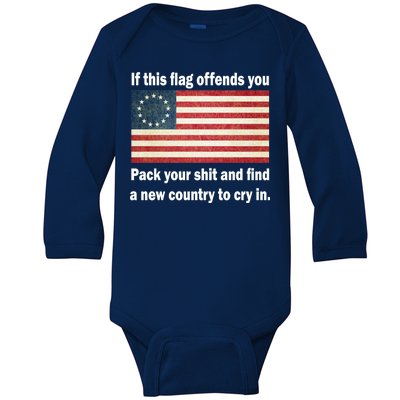 Funny Offensive Betsy Ross Flag Baby Long Sleeve Bodysuit