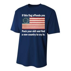 Funny Offensive Betsy Ross Flag Performance Sprint T-Shirt