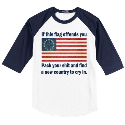 Funny Offensive Betsy Ross Flag Baseball Sleeve Shirt