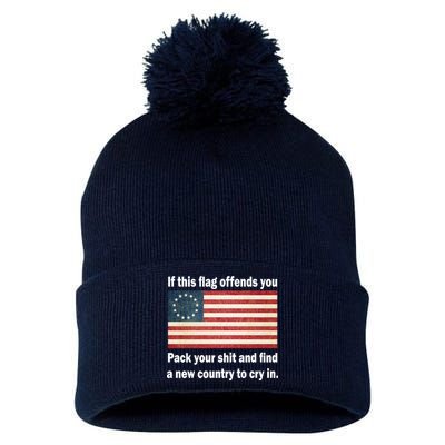 Funny Offensive Betsy Ross Flag Pom Pom 12in Knit Beanie