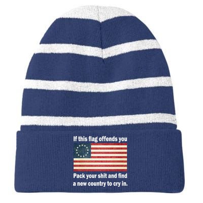 Funny Offensive Betsy Ross Flag Striped Beanie with Solid Band