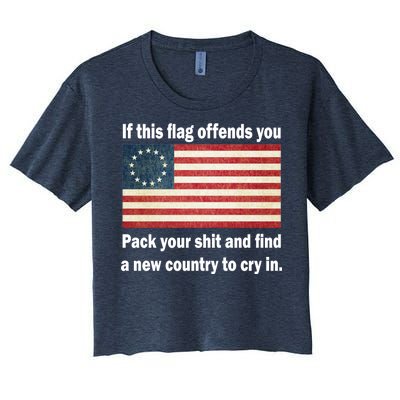 Funny Offensive Betsy Ross Flag Women's Crop Top Tee