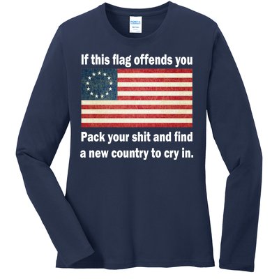 Funny Offensive Betsy Ross Flag Ladies Long Sleeve Shirt