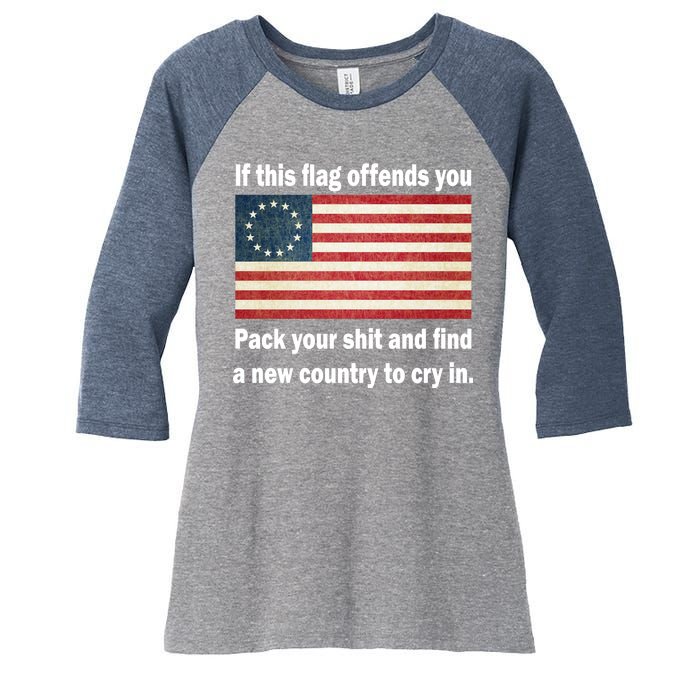 Funny Offensive Betsy Ross Flag Women's Tri-Blend 3/4-Sleeve Raglan Shirt