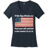 Funny Offensive Betsy Ross Flag Women's V-Neck T-Shirt