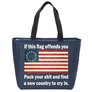 Funny Offensive Betsy Ross Flag Zip Tote Bag