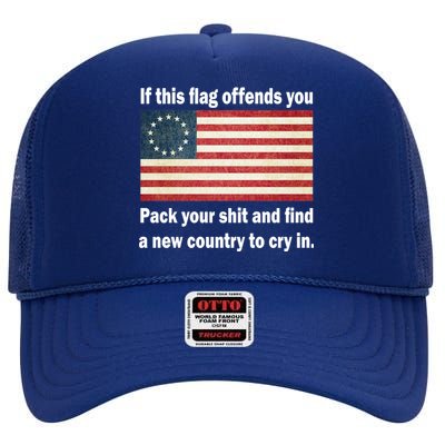 Funny Offensive Betsy Ross Flag High Crown Mesh Back Trucker Hat