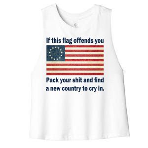 Funny Offensive Betsy Ross Flag Women's Racerback Cropped Tank