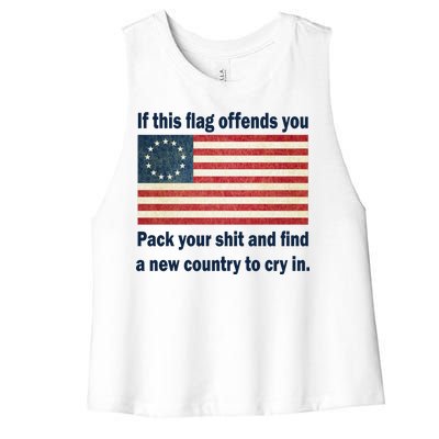 Funny Offensive Betsy Ross Flag Women's Racerback Cropped Tank