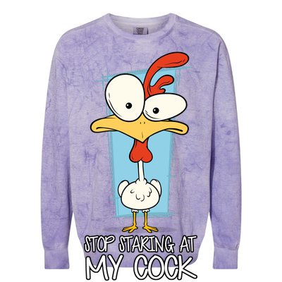 Funny Offensive Stop Staring At My Cock Colorblast Crewneck Sweatshirt