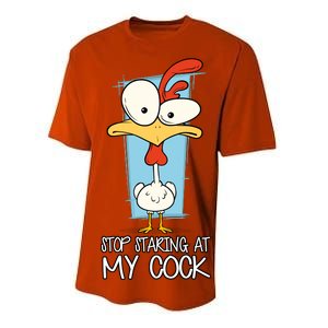 Funny Offensive Stop Staring At My Cock Performance Sprint T-Shirt