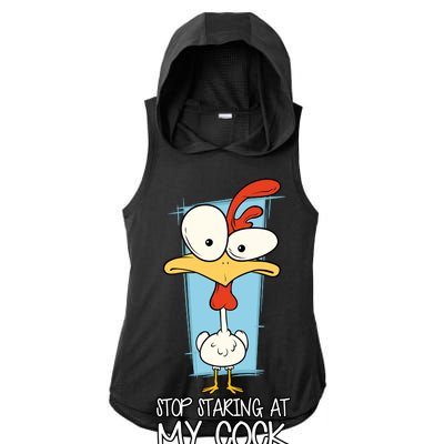 Funny Offensive Stop Staring At My Cock Ladies PosiCharge Tri-Blend Wicking Draft Hoodie Tank