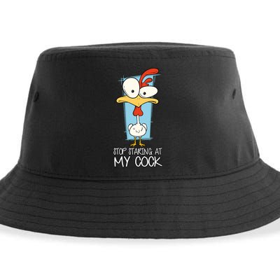 Funny Offensive Stop Staring At My Cock Sustainable Bucket Hat