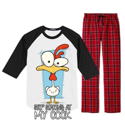 Funny Offensive Stop Staring At My Cock Raglan Sleeve Pajama Set