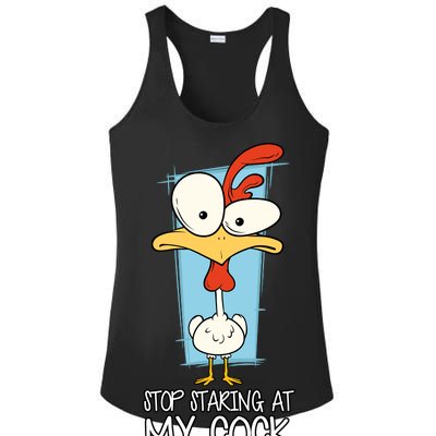 Funny Offensive Stop Staring At My Cock Ladies PosiCharge Competitor Racerback Tank