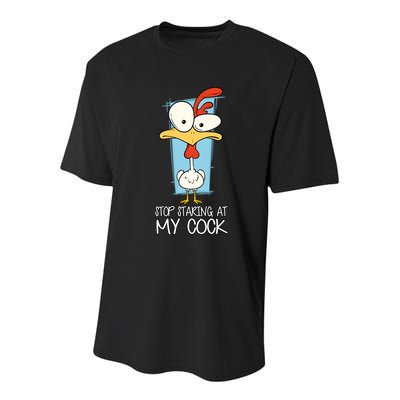 Funny Offensive Stop Staring At My Cock Youth Performance Sprint T-Shirt