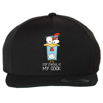 Funny Offensive Stop Staring At My Cock Wool Snapback Cap