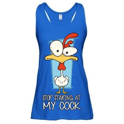 Funny Offensive Stop Staring At My Cock Ladies Essential Flowy Tank