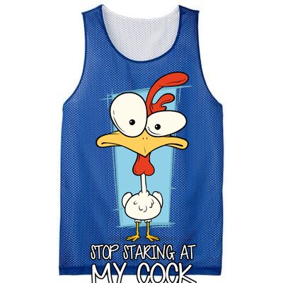 Funny Offensive Stop Staring At My Cock Mesh Reversible Basketball Jersey Tank