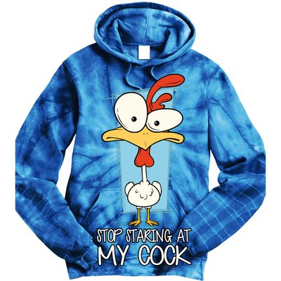 Funny Offensive Stop Staring At My Cock Tie Dye Hoodie