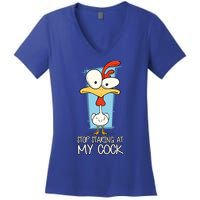 Funny Offensive Stop Staring At My Cock Women's V-Neck T-Shirt