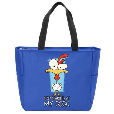 Funny Offensive Stop Staring At My Cock Zip Tote Bag
