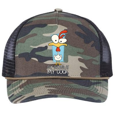 Funny Offensive Stop Staring At My Cock Retro Rope Trucker Hat Cap